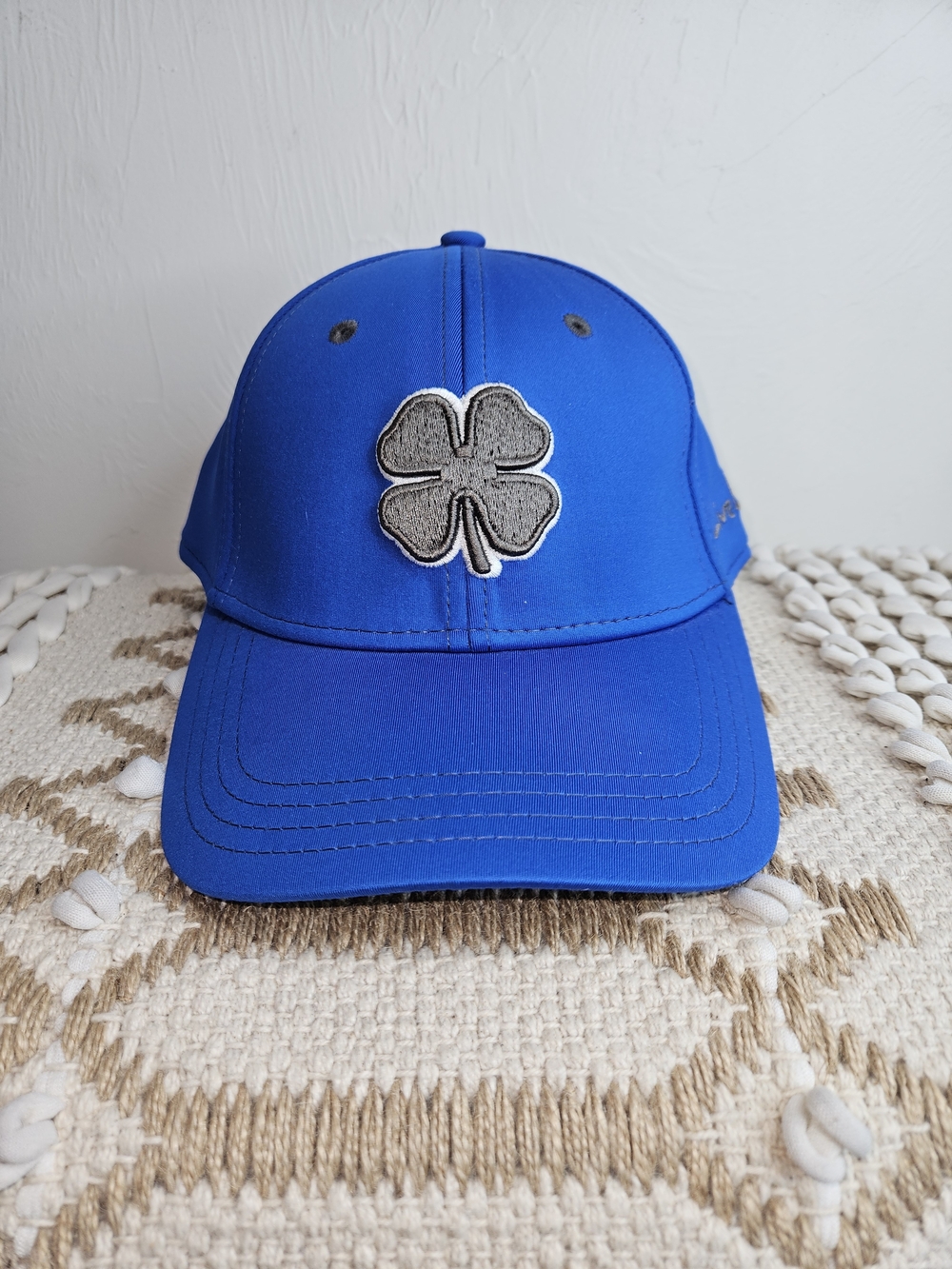 Black Clover Fitted Cap Hat Small Medium Royal Blue Gray Patch Live Lucky